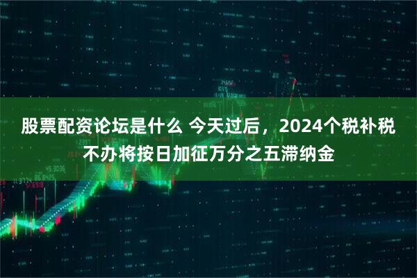 股票配资论坛是什么 今天过后，2024个税补税不办将按日加征万分之五滞纳金